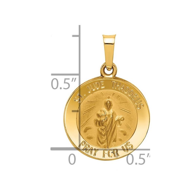 Curata 14k Yellow Gold 18" Satin St. Jude Thaddeus Medal Pendant Necklace