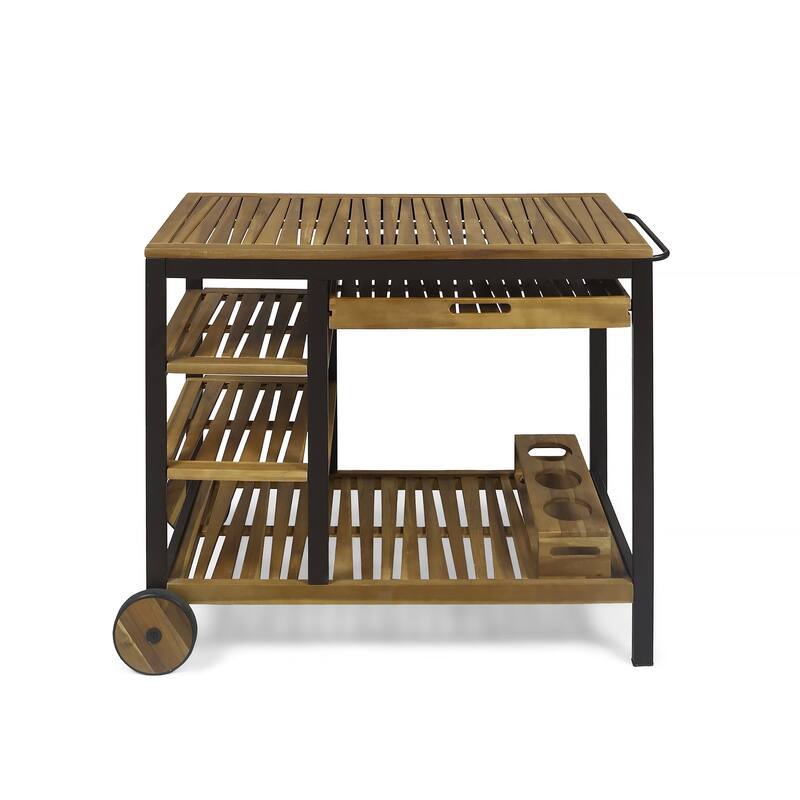 Admirals Indoor Acacia Wood Bar Cart by Christopher Knight Home - N/A