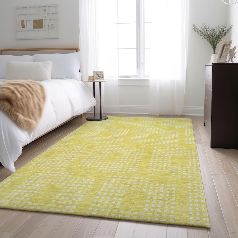 Premium Washable Super Soft Modern Houndstooth Mayfield Rug - Yellow - 5' x 7'6"