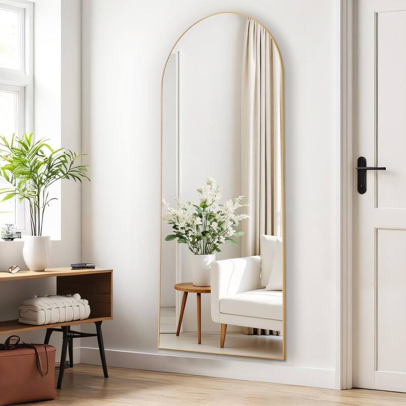 Arched Mirror Full Length, Upgraded 21"x64" Body Wall Mirrors with Shatter-Proof Glass, Floor Standing, Hanging or Leaning