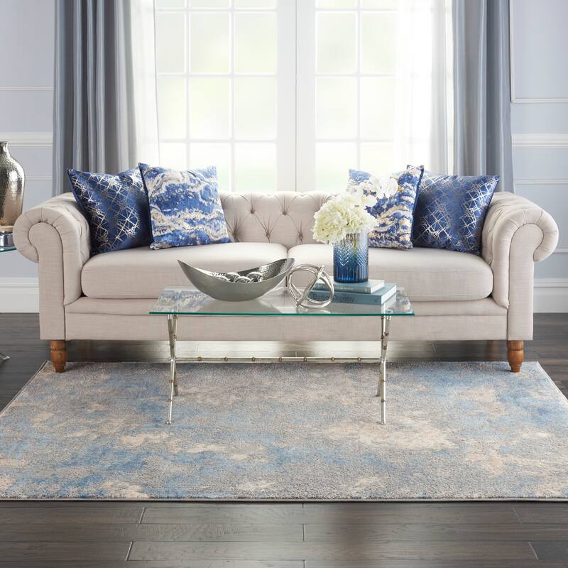 Inspire Me Home Decor Joli Modern Abstract Area Rug - 5'3" x 7'3" - Ivory Blue