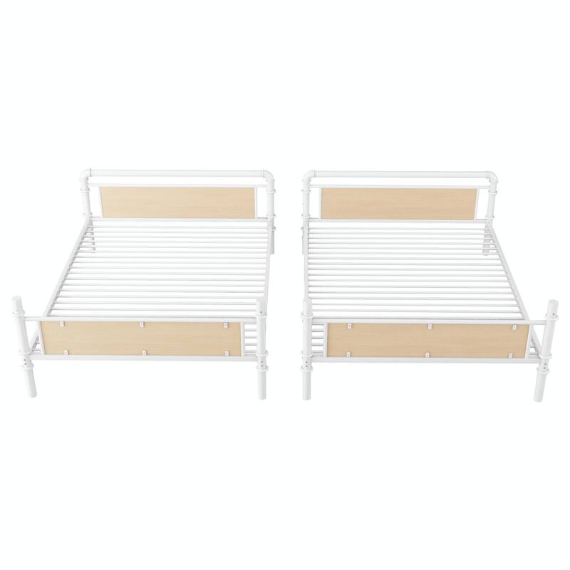Metal Bunk Bed, Industrial Detachable Bunkbeds with Safety Guard Rails for Teens