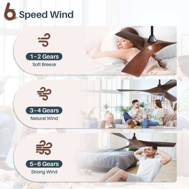 Sofucor 52 Inch Modern Minimalist Style Indoor Ceiling Fan with Remote Control ,without light - 52Inch
