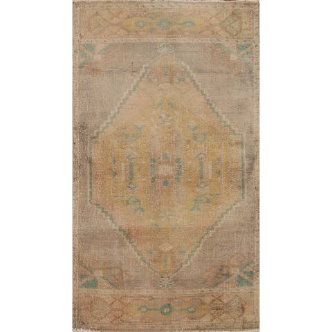 Geometric Traditional Anatolian Turkish Rug Hand-knotted Wool Carpet - 1'6''x 3'0''