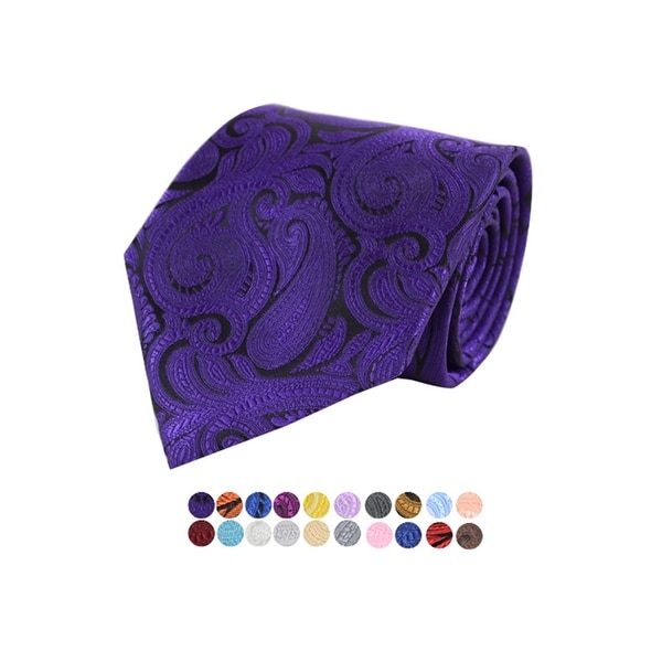 Men's Paisley 100% Microfiber Poly Woven Wedding Neck Tie - regular