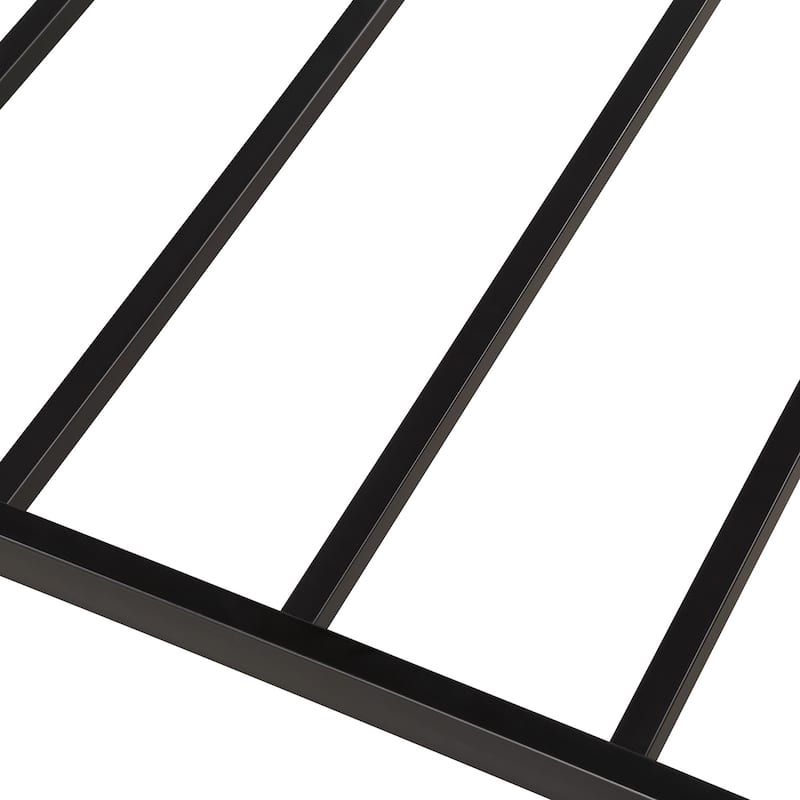 Twin Size Metal Daybed Platform Bed Frame with Pull-Out Trundle and Built-in Casters