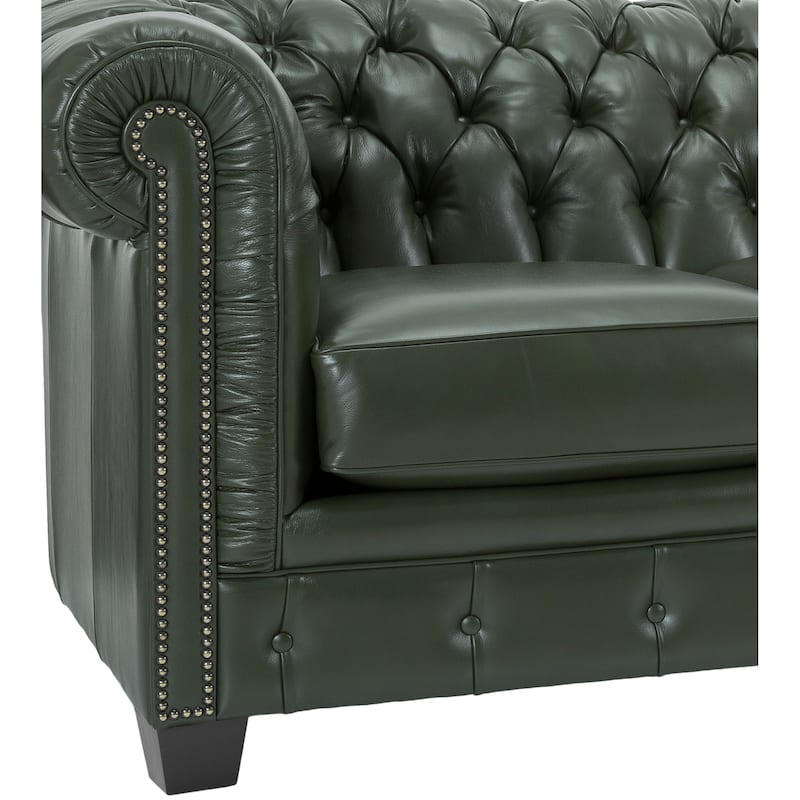 Hancock Tufted Top Grain Italian Leather Chesterfield Sofa - 31" H x 86" W x 40" D