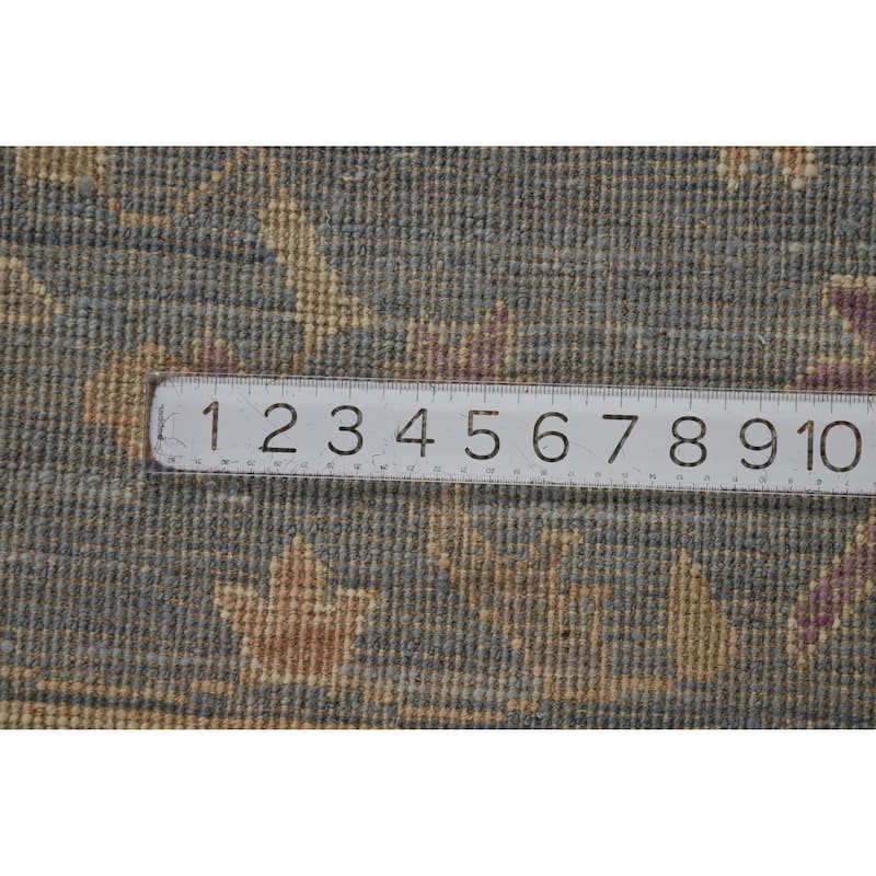 Hand Knotted Oriental 100% Wool Carpet Transitional All-Over Navy Blue & Blues Oushak Area Rug - 11' 11'' X 9' 3''
