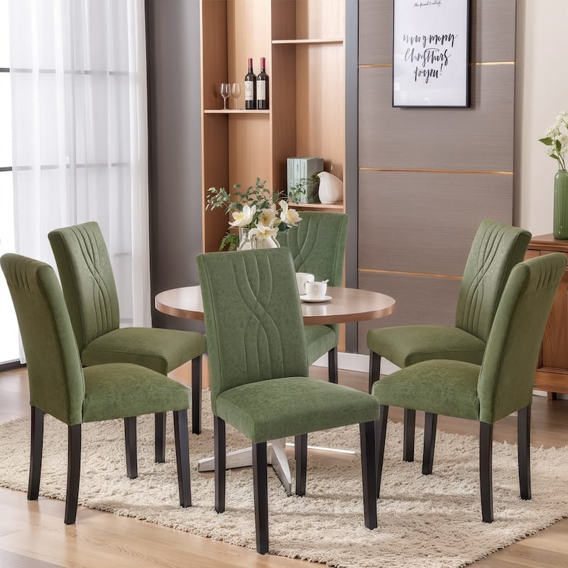 VECELO Upholstered Dining Chairs Set of 2/4/6, Fabric Dining Room Kitchen Side Chair, Parson Dining Chairs - Set of 6 - Green