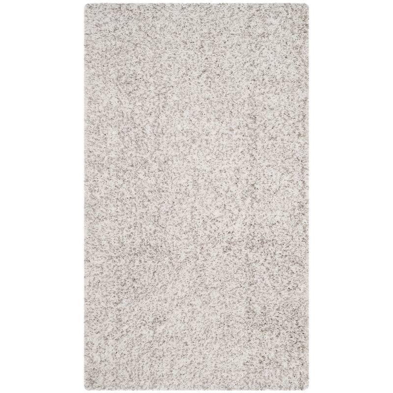 SAFAVIEH California Shag Izat 2-inch Thick Area Rug - 2'3" x 5' - White/Light Grey