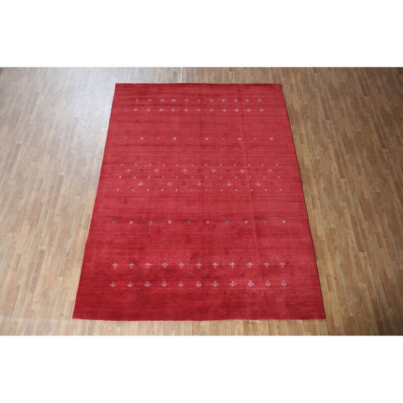 Hand Knotted Oriental 100% Wool Carpet Tribal Tribal Red Gabbeh Area Rug - 11' 3'' X 8' 3''