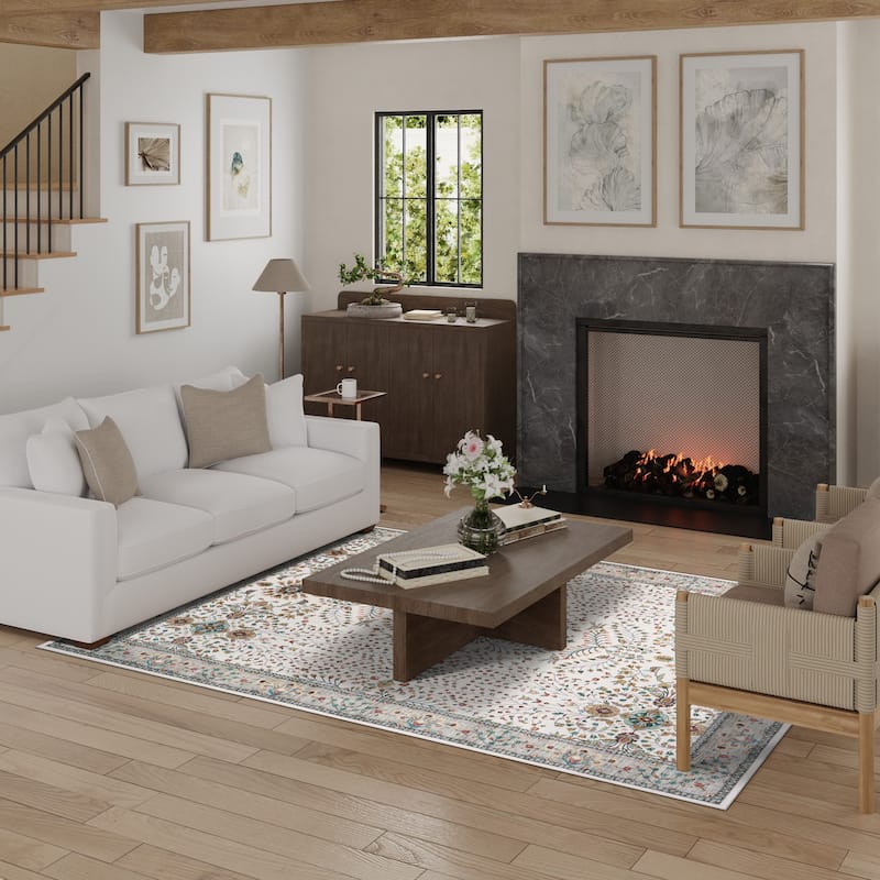 Licensed HGTV Everyday Chic Soft Flannel Zero Pile Printed Non-Slip Washable Indoor Area Rug