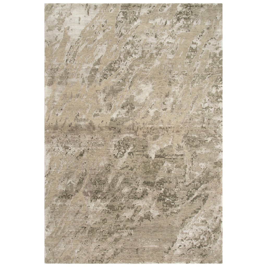 Alora Decor Noble Beige Abstract Hand-Knotted Wool Blend Rug
