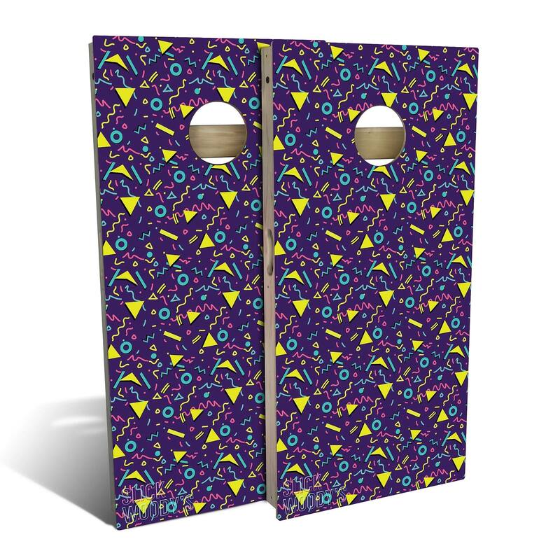 80s Purple Outdoor Cornhole Board Set - Backyard 2x4 - NO Accessories