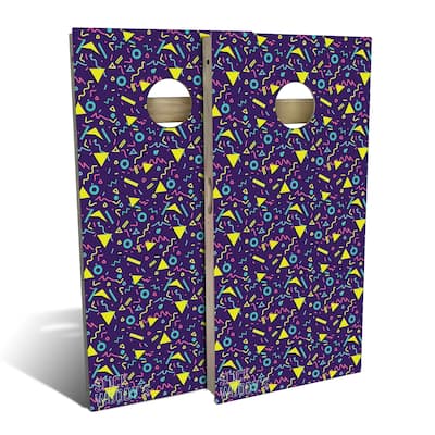 80s Purple Outdoor Cornhole Board Set