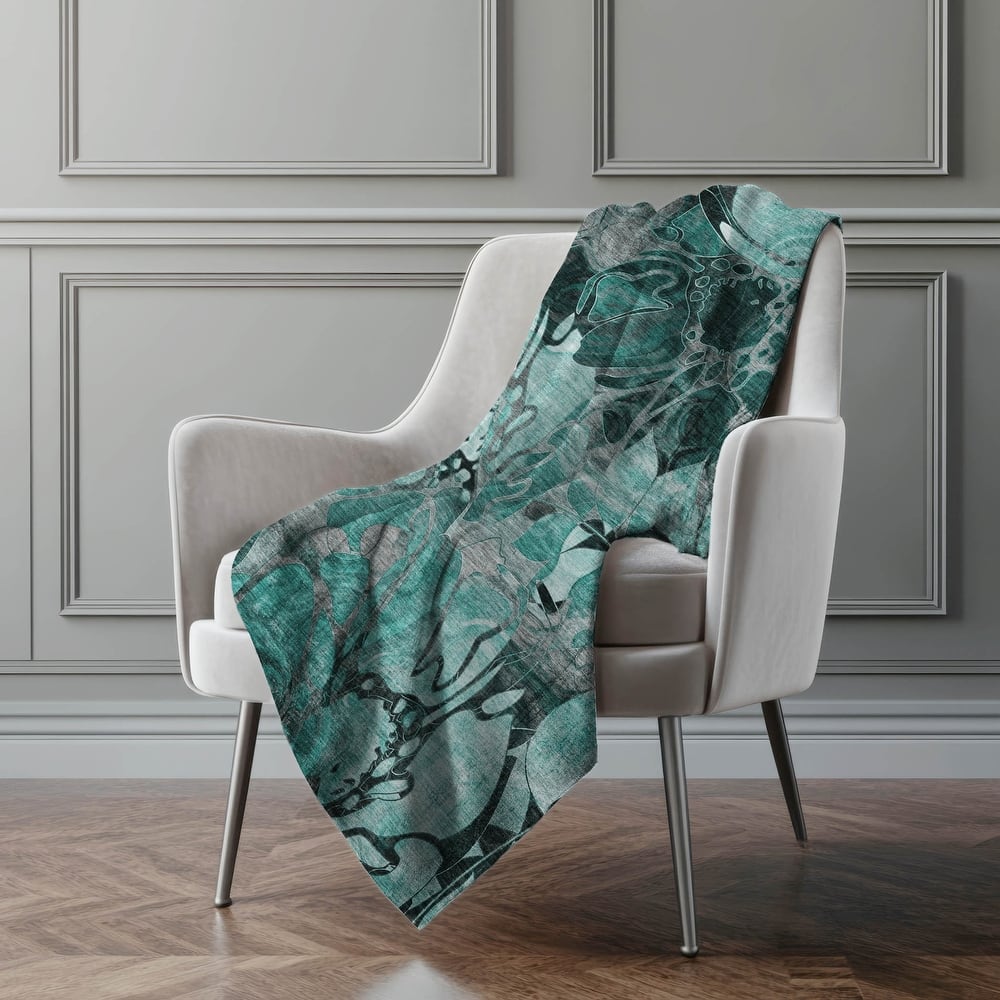 Premium Machine Washable Modern Floral Sherpa Throw Blanket