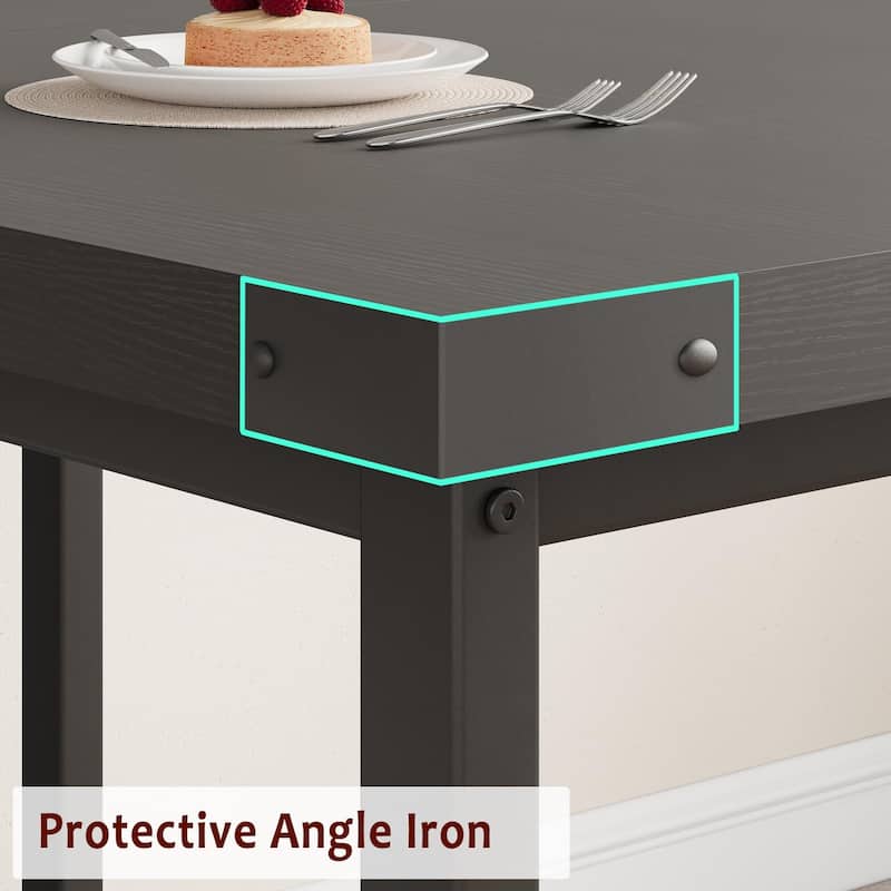 Dining Table Set for 4-6, 63" Extendable Wood Dining Room Table with Corner Protector & 2 Upholstered Benches