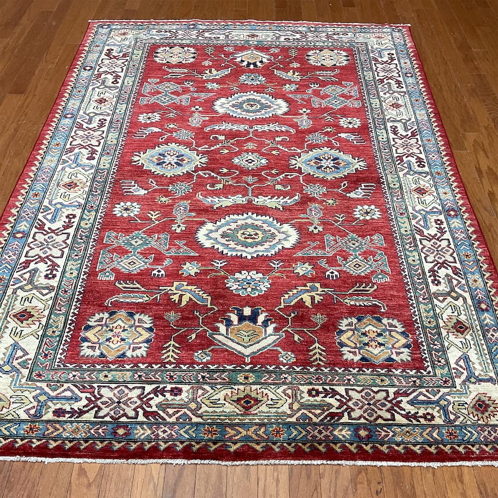 HERAT ORIENTAL Handmade Super Kazak Wool Rug - 5'7" x 7'9"