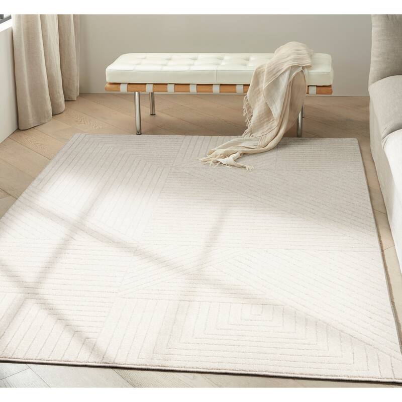 Calvin Klein Balance Abstract Geometric Linear Area Rug - 5' 3" x 7' 3" - Ivory/Grey - Rectangle