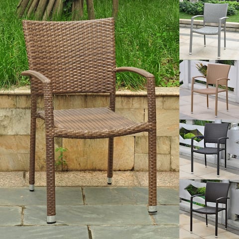 International Caravan Barcelona Resin Wicker/Aluminum Outdoor Dining Chairs (Set of 6)