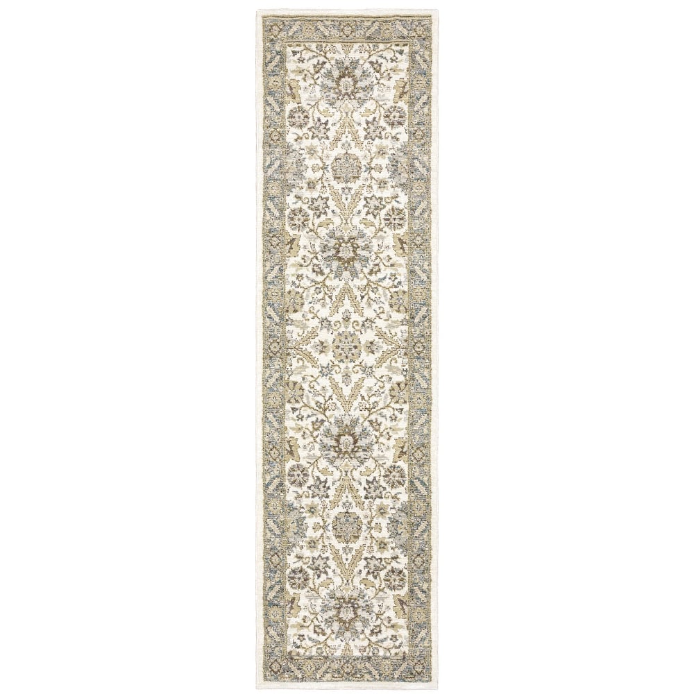 Style Haven Adalynn Vintage Borders Stone Grey/Ivory Traditional Rug