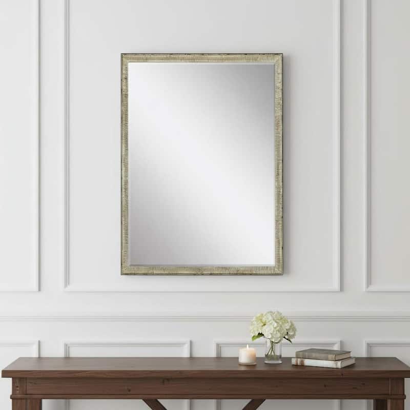 HomeRoots 39" Silver Wood Accent Mirror - 27.00 in. x 39.00 in. x 2.00 in. - 27.00 in. x 39.00 in.  x 2.00 in.