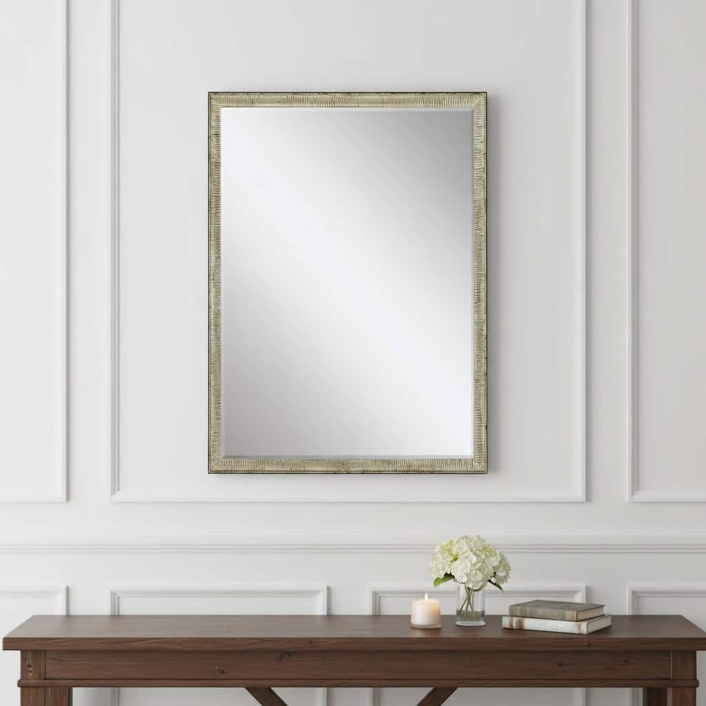 HomeRoots 39" Silver Wood Accent Mirror - 27.00 in. x 39.00 in. x 2.00 in.