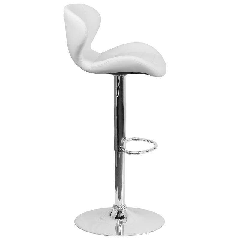 Modern Low-back Height-adjustable Chrome/Vinyl Barstools (Set of 2)