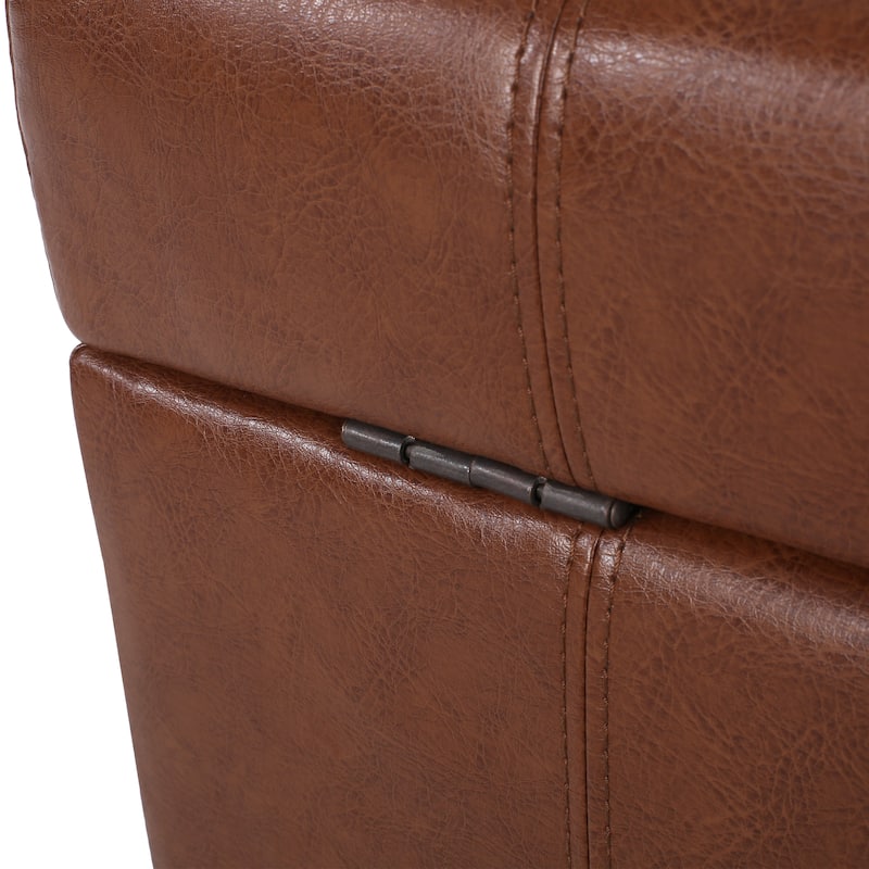 Veronica Contemporary Tufted Leather Storage Ottoman by Christopher Knight Home