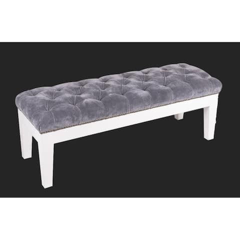 Handmade Indo Upholstered Bench - 47" L x 15" W x 17" H