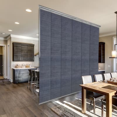 InStyleDesign Prussian Blue 6-Panel Single Rail Panel Track / Room Divider / Blinds 48"-84"W x 91.4"H, Panel width 15.75"
