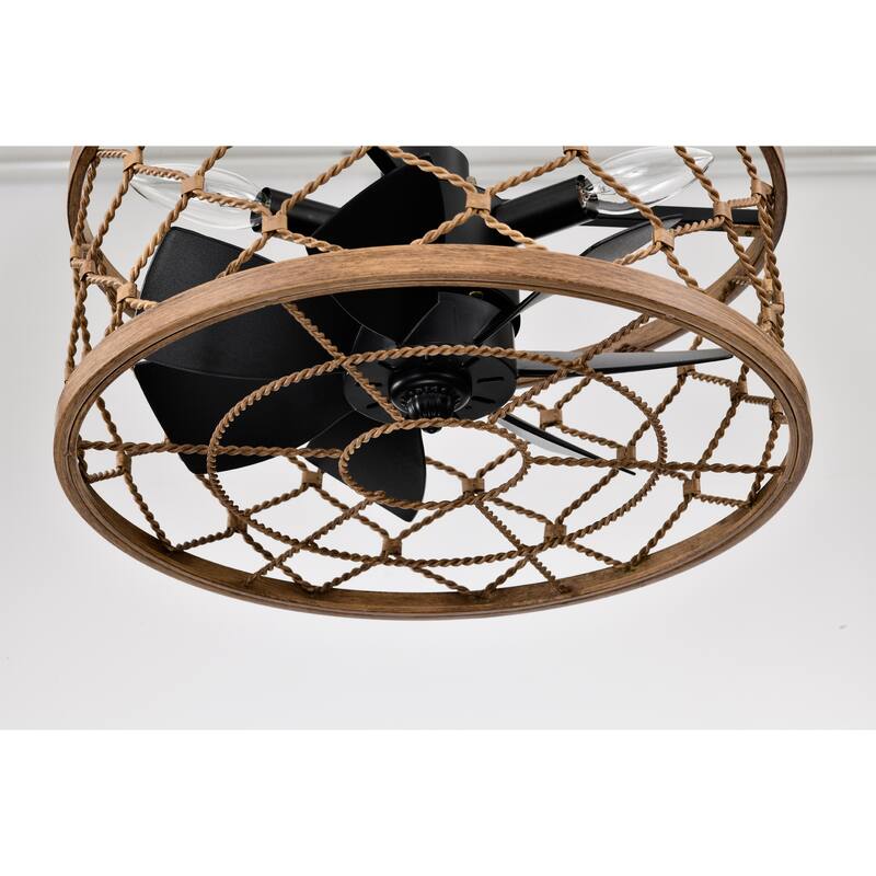 16 Inch Modern Wood Grain Fandelier