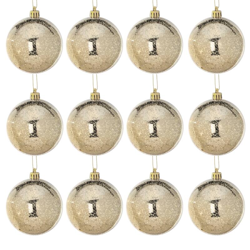 80mm Shatterproof Plastic Mercury Ball Ornament Set of 2