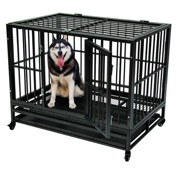 dog crate with slide out tray