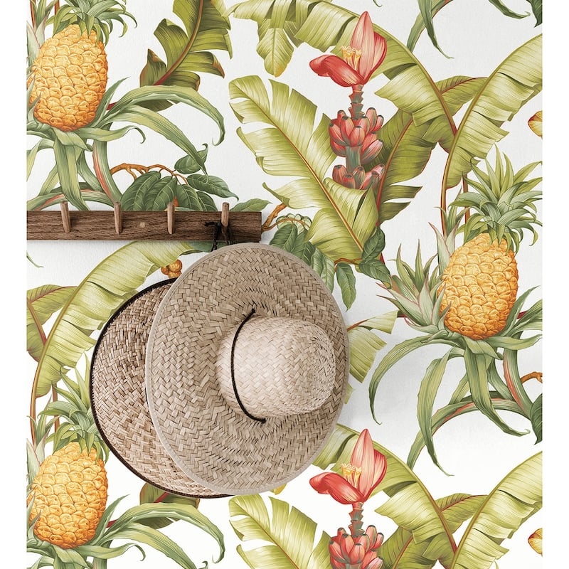 NextWall Pineapple Floral Peel and Stick Wallpaper
