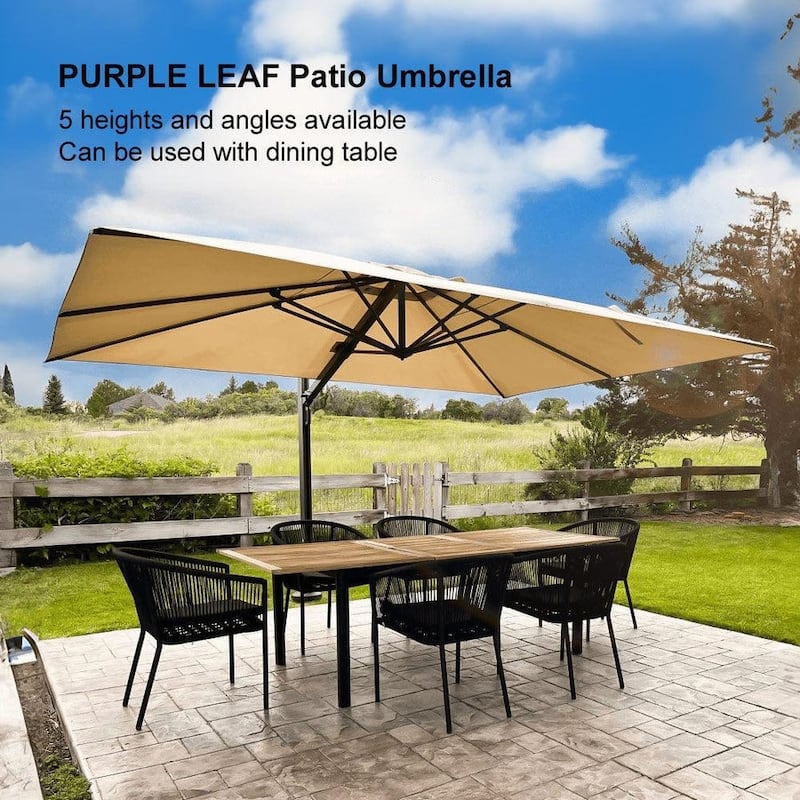 PURPLE LEAF Sturdy Heavy-duty Patio Cantilever Offset Umbrella with 360-degree Rotation