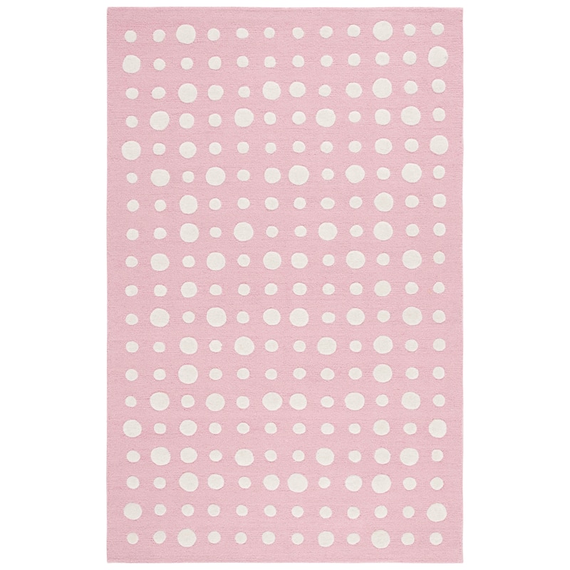 SAFAVIEH Handmade Kids Lexus Dots Wool Rug - 4' x 6' - Pink/Ivory