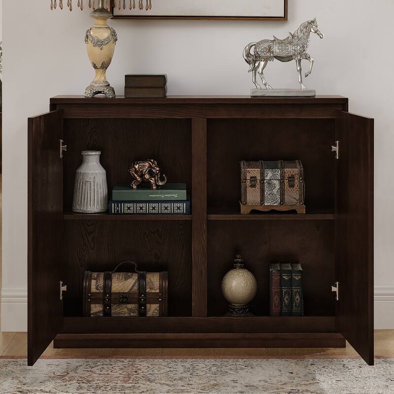 V-Shaped Fluted Sideboard Storage Cabinet with Shelves, Buffet Cabinet Dining Cabinet Cupboard Entry Cabinet