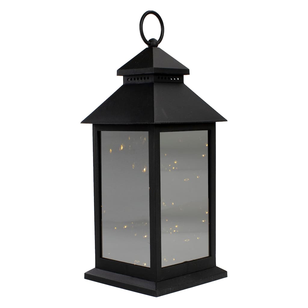 LED Lighted Flickering Candle Lantern - 12" - Black - Warm White Light
