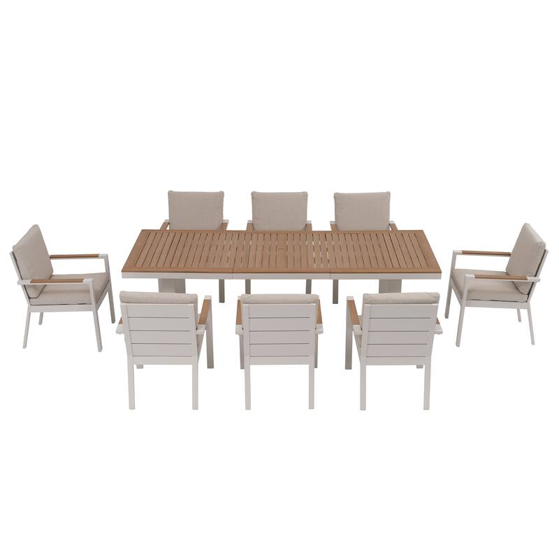 9-Piece Modern Aluminum Outdoor Dining Set with 8 Patio Dining Chairs