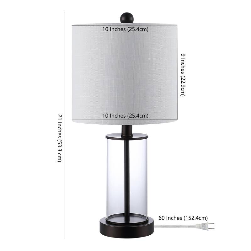 Cabell 21" Glass Modern Contemporary USB Charging LED Table Lamp, Oil Rubbed Bronze (Set of 2) by JONATHAN Y