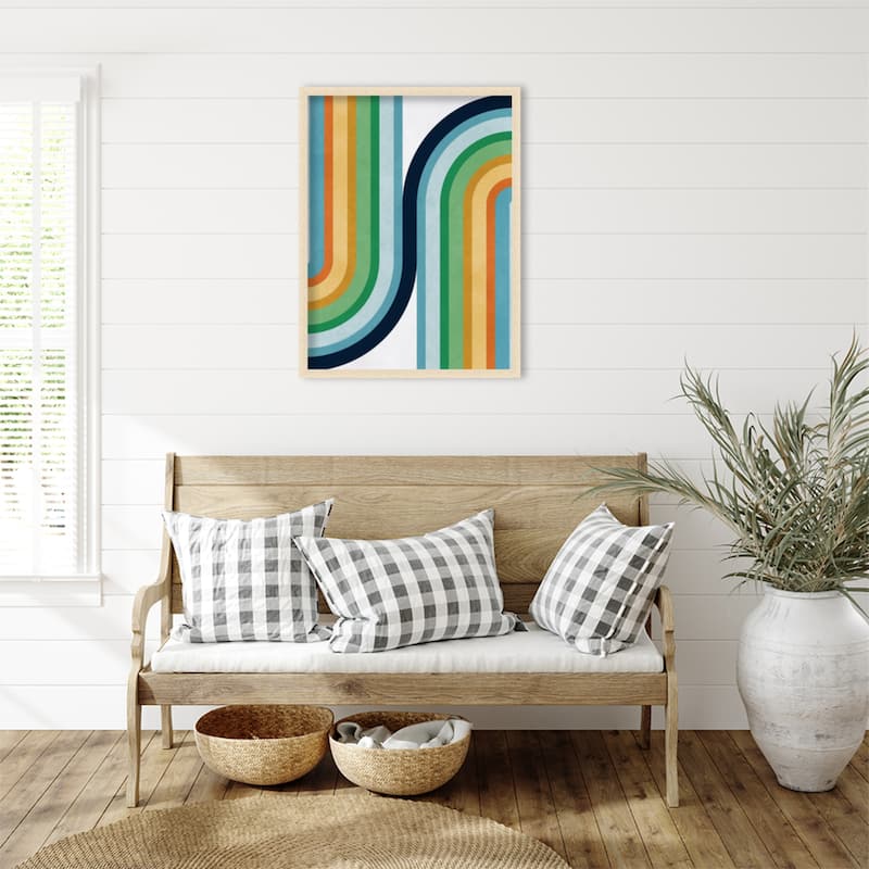 Amanti Art Framed Fabric Pinboard Colorful curved lines 2 by Vitor Costa Printed Bulletin Board
