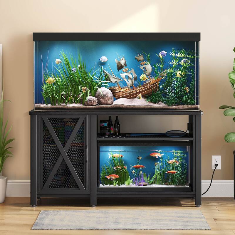 Aquarium Stand Cabinet 40-50/55-75 Gallon Fish Tank Stand with Power Outlets