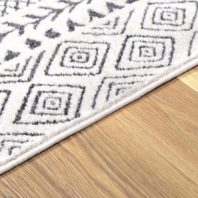Hauteloom Burdette Living Room, Bedroom Area Rug - Charcoal, Off White - 2' x 2'11"