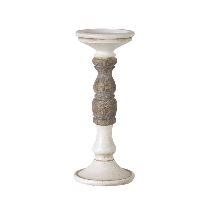 Set of Three Ivory and Natural Resin Tabletop Pillar Candle Holders - One Size