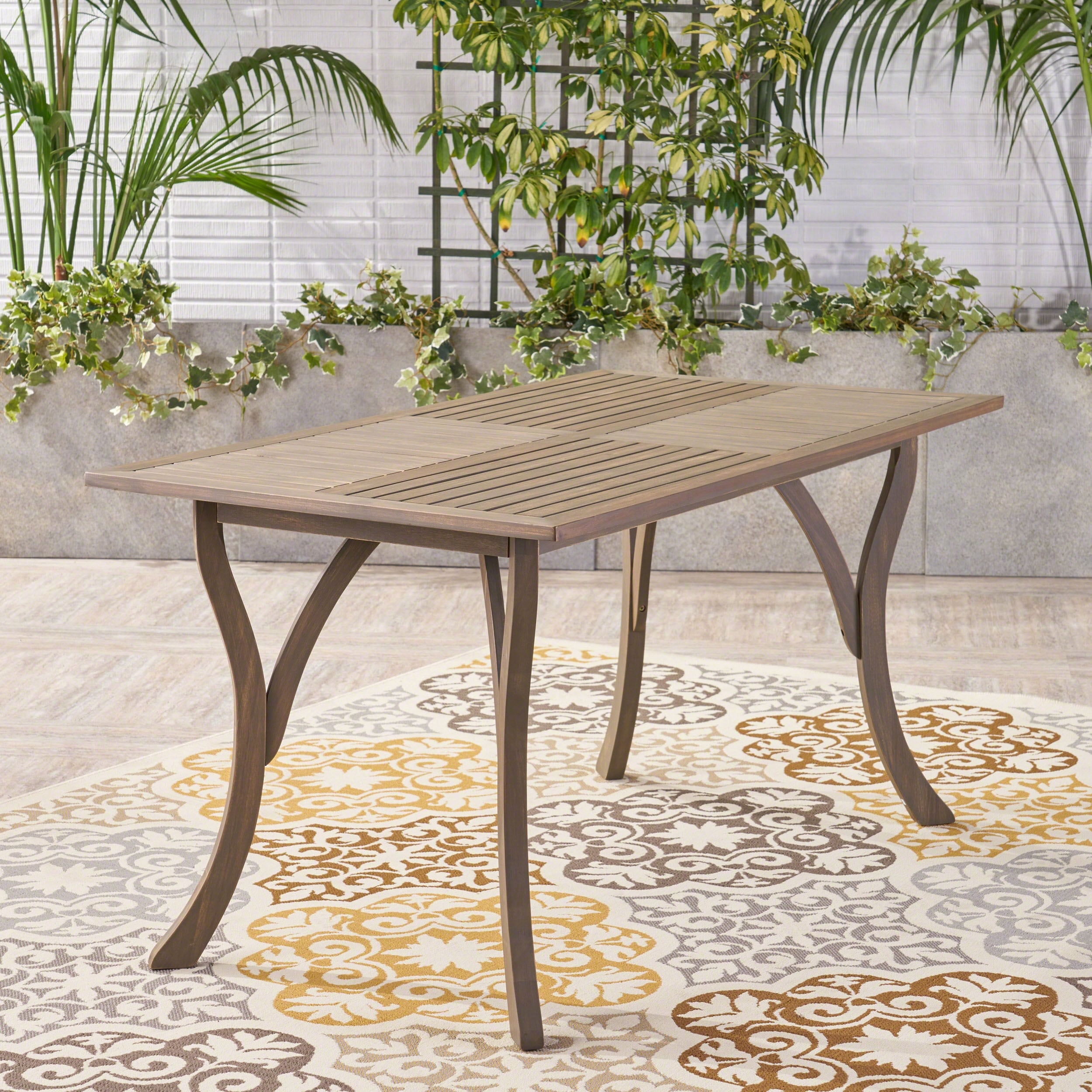 Hermosa Outdoor Acacia Wood Rectangle Dining Table (ONLY) by Natural - Picture 7 of 15
