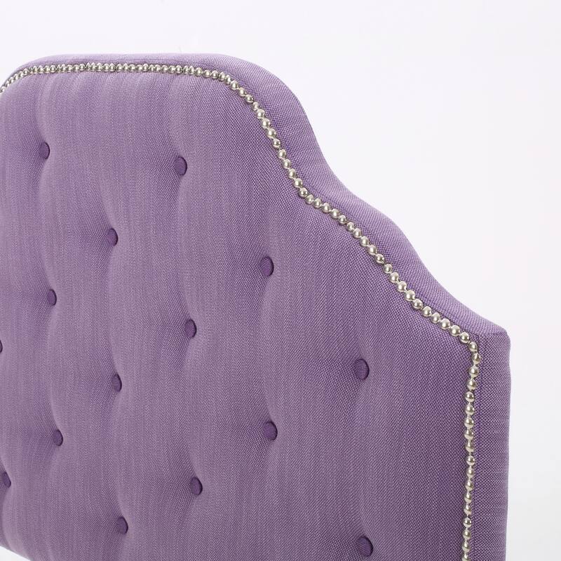 Twin Size Tufted Upholstered Headboard with Metal Legs and Nailhead Trim