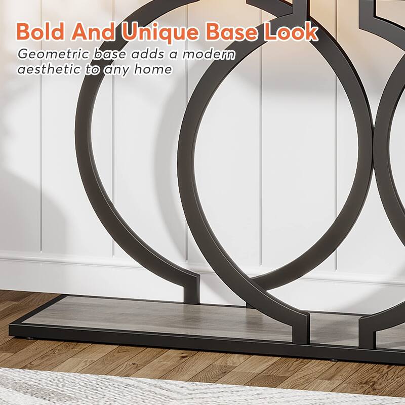 55 inch Gold Console Table, Faux Marble Entryway Table Narrow Long Sofa Table, Modern Accent Table for Living Room