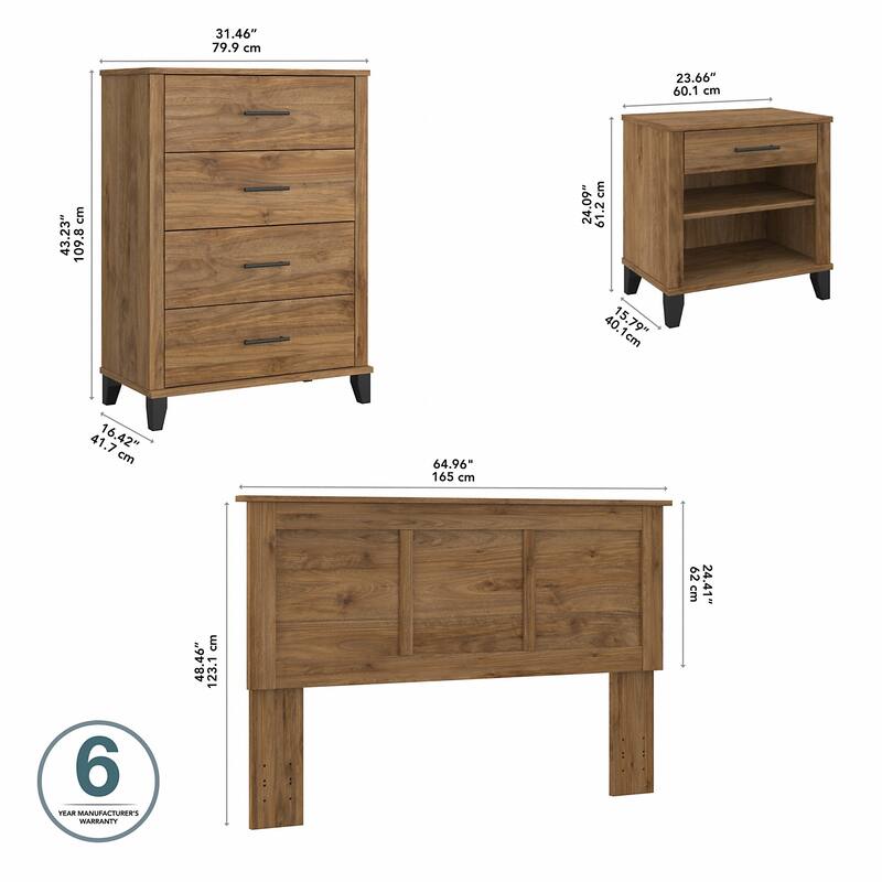 Somerset Full/Queen Size Headboard Bedroom Set by Bush Furniture