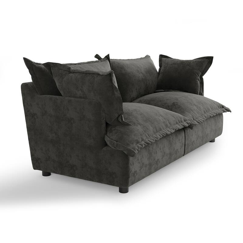 80"W Upholstered Chenille Comfy Cloud Couch Modular Sectional Sofa